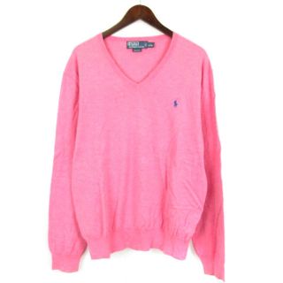 ポロラルフローレン(POLO RALPH LAUREN)のポロ ラルフローレン Vネック セーター ニット 長袖 ピンク L(ニット/セーター)