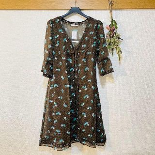 ローリーズファーム(LOWRYS FARM)の★新品未使用★【LOWRYS FARM】シフォンワンピース　花柄　ブラウン　夏秋(ロングワンピース/マキシワンピース)