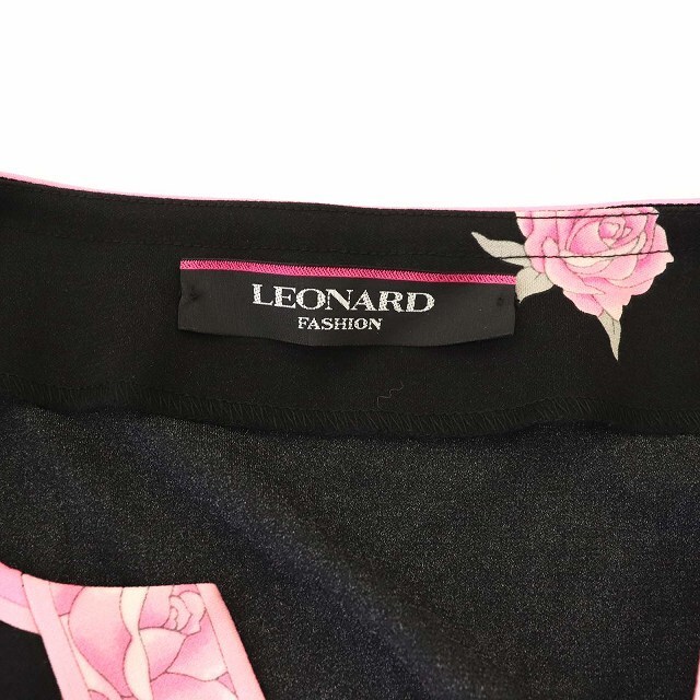 LEONARD(レオナール)のレオナール 近年モデル ワンピース ひざ丈 長袖 花柄 フローラル 36 S 黒 レディースのワンピース(ひざ丈ワンピース)の商品写真