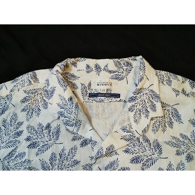 MONSIEUR NICOLE(ムッシュニコル)のMONSIEUR NICOLE 開襟 柄シャツ 七分袖 サイズ48 メンズのトップス(シャツ)の商品写真