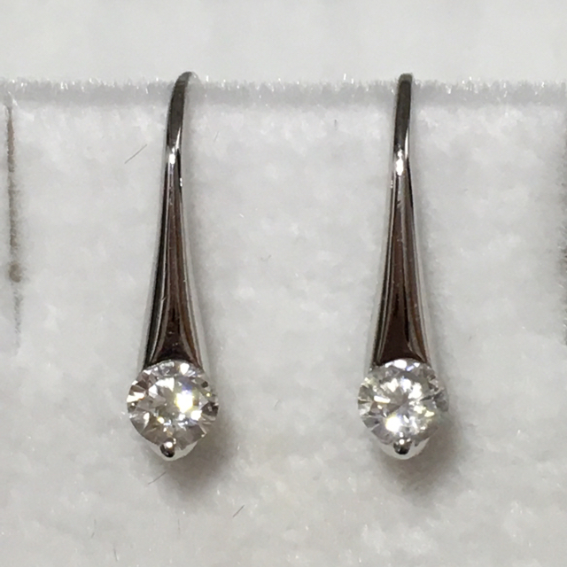 天然ダイヤモンド フックピアス 0.2ct k14WG - ピアス