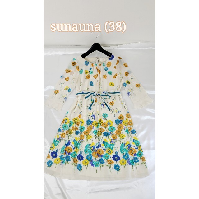 SunaUna(スーナウーナ)の美品♪(38) sunauna　リボン付きワンピース レディースのワンピース(ひざ丈ワンピース)の商品写真