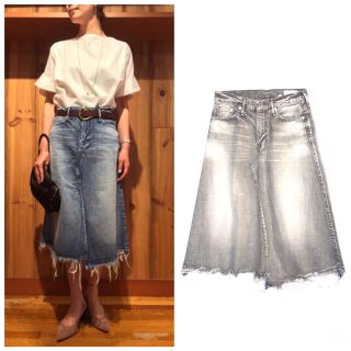 アパルトモンドゥーズィエムクラス(L'Appartement DEUXIEME CLASSE)のアッパーハイツ The Jean Skirt グレー デニム スカート(ひざ丈スカート)