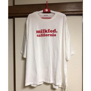 ミルクフェド(MILKFED.)のミルクフェド   7分丈カットソー　レッド　週末セール(カットソー(長袖/七分))