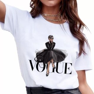 【夏セール】SNS 人気 サイズL VOGUE  Tシャツ バルーンスカート柄(Tシャツ(半袖/袖なし))