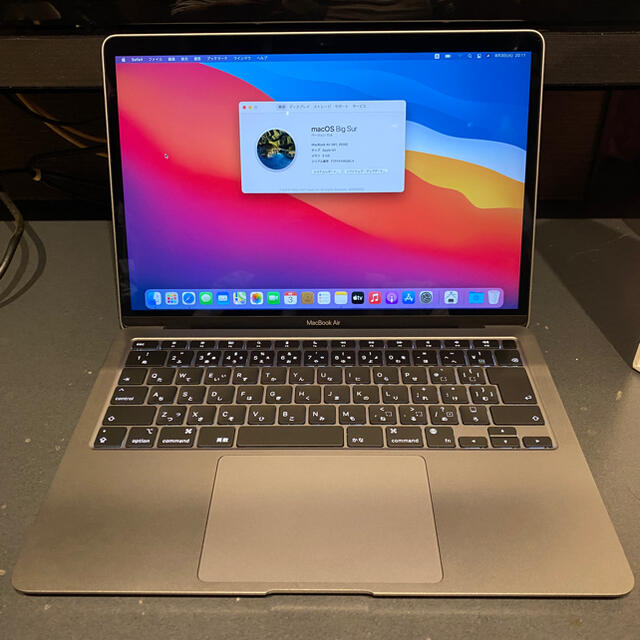 【美品】MacBook air 2020 m1 8GB 256GB 充放電7回