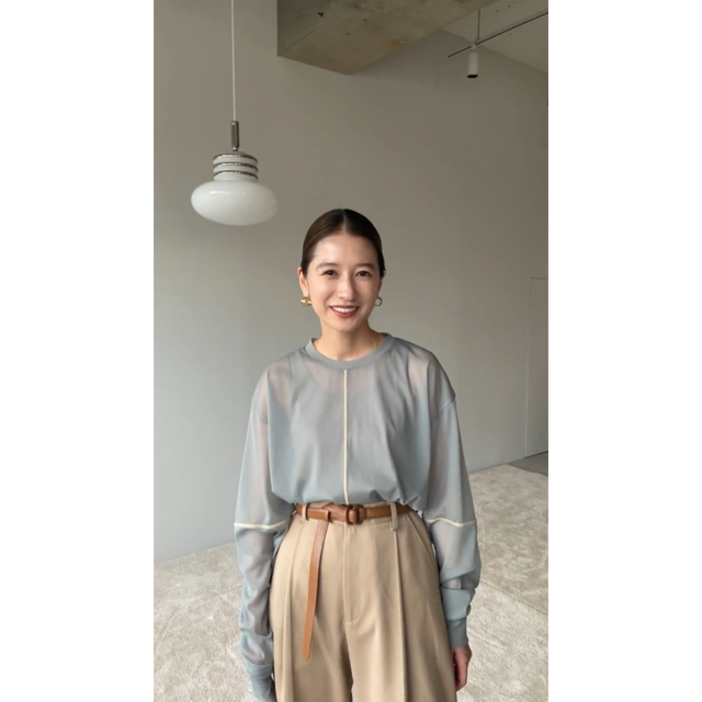 クラネ　CLANE  SOLID SLEEVE SHEER TOPS