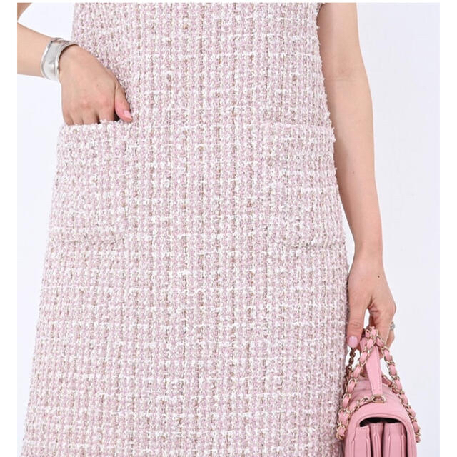 ラッピング無料 美品♡オブリ ツイードジップワンピース/ブラック