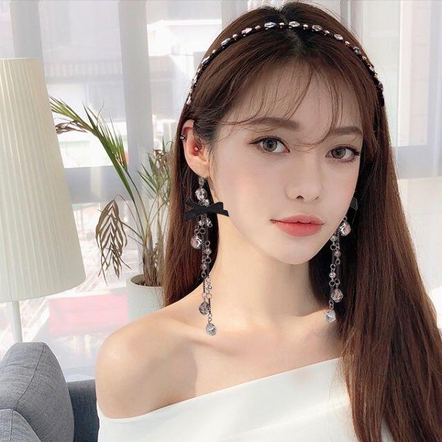 2Way Jewely カチューシャ スワロフスキー 韓国 ヘアアクセ レディースのヘアアクセサリー(カチューシャ)の商品写真