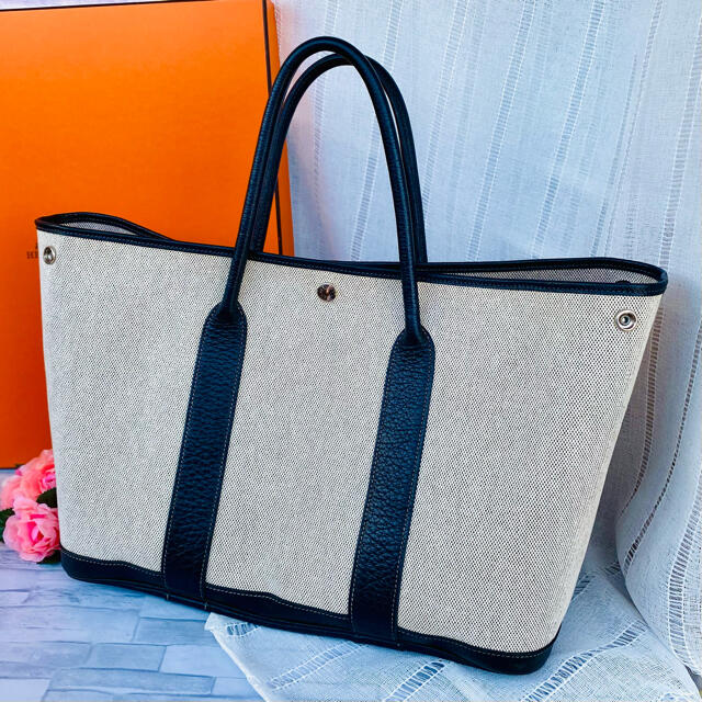 Hermes(エルメス)のエルメス　HERMES ガーデンパーティー　PM グレー×黒　□J レディースのバッグ(トートバッグ)の商品写真