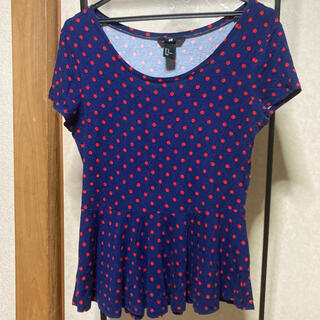 エイチアンドエム(H&M)の水玉　赤　紺　Tシャツ(Tシャツ(半袖/袖なし))