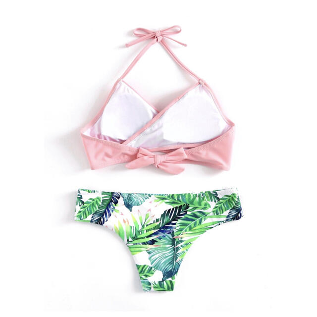 Palm Tree Leaf Cross Wrap Bikini Set (L) レディースの水着/浴衣(水着)の商品写真