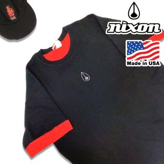 ニクソン(NIXON)のUSA製 ニクソン ヘビーウェイト ワンポイント Tシャツ ブラック XL(Tシャツ/カットソー(半袖/袖なし))