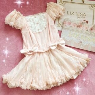 福袋セール 00s 希少 限定品 LIZLISA 3連リボン レースブラウン系 姫系ワンピ ワンピース