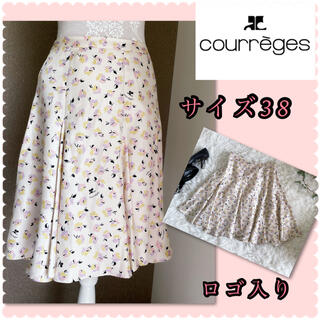 クレージュ(Courreges)の♡クレージュ　ロゴ入りフラワーフレアスカート♡(ひざ丈スカート)