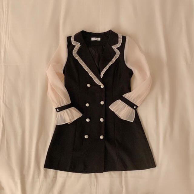 値下げ！sweeymy closet ダブルブレストワンピース Black(M) レディースのワンピース(ミニワンピース)の商品写真