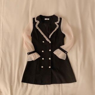 値下げ！sweeymy closet ダブルブレストワンピース Black(M)(ミニワンピース)