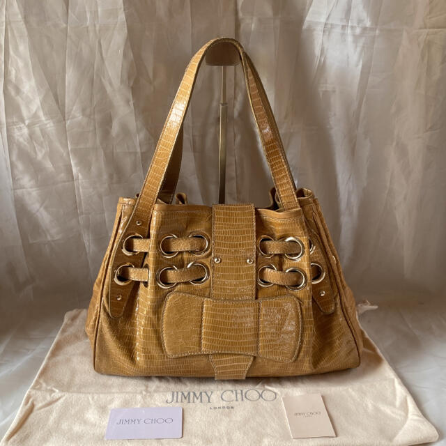 ☆JIMMY CHOO☆ジミーチュウ クロコ型押しショルダーラモナバッグ 保存袋-