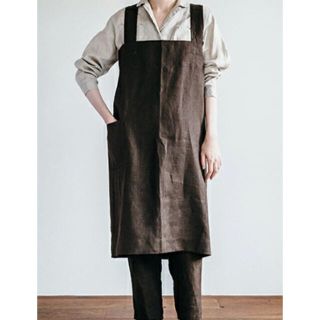 フォグリネンワーク(fog linen work)のリネンスクエアクロスエプロン　セピア LKA213-2122(その他)