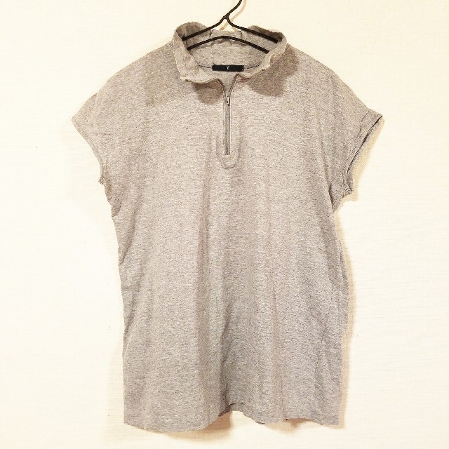 Y's(ワイズ)のY's ワイズ Tシャツ 半袖 レディース M ジップアップ グレー レディースのトップス(Tシャツ(半袖/袖なし))の商品写真