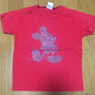 ディズニー(Disney)のミッキー　Tシャツ　120 男女兼用　赤　(Tシャツ/カットソー)