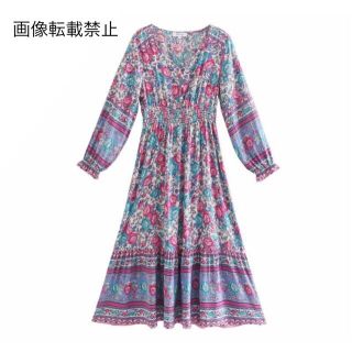 ザラ(ZARA)の🎐8月新作🍧5135◆エスニック レトロ 柄 ワンピース(ひざ丈ワンピース)