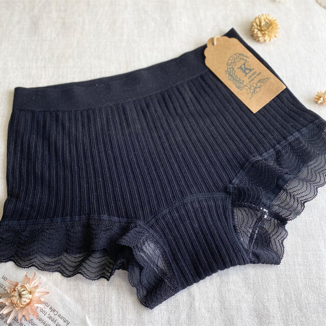 ❤︎シームレス リブ編み ブラ&ショーツ❤︎ セットアップ フリーサイズ黒　新品 レディースの下着/アンダーウェア(ブラ&ショーツセット)の商品写真