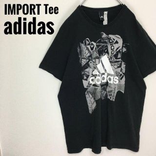 アディダス(adidas)の輸入古着　adidas　アディダス　Tシャツ　プリント　ビッグサイズ　黒　ＸＬ(Tシャツ/カットソー(半袖/袖なし))