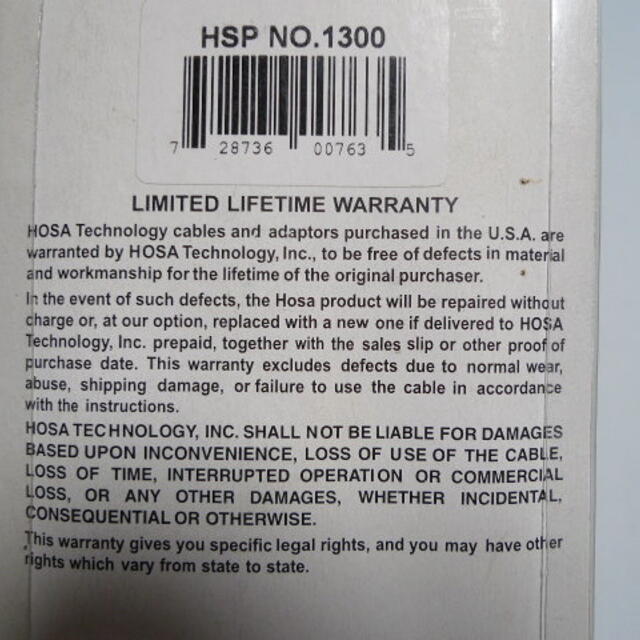 HOSA オーディオケーブル STX-105F 2個セット未使用 スマホ/家電/カメラのオーディオ機器(その他)の商品写真