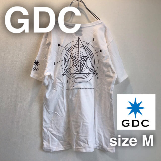 GDC ジーディーシー　バックプリントTシャツ M ホワイト白　ポケット　肩ロゴ