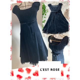 レストローズ(L'EST ROSE)のレストローズ★お嬢様ベルベットワンピース★ベロア★リボン取り外し可能(ひざ丈ワンピース)