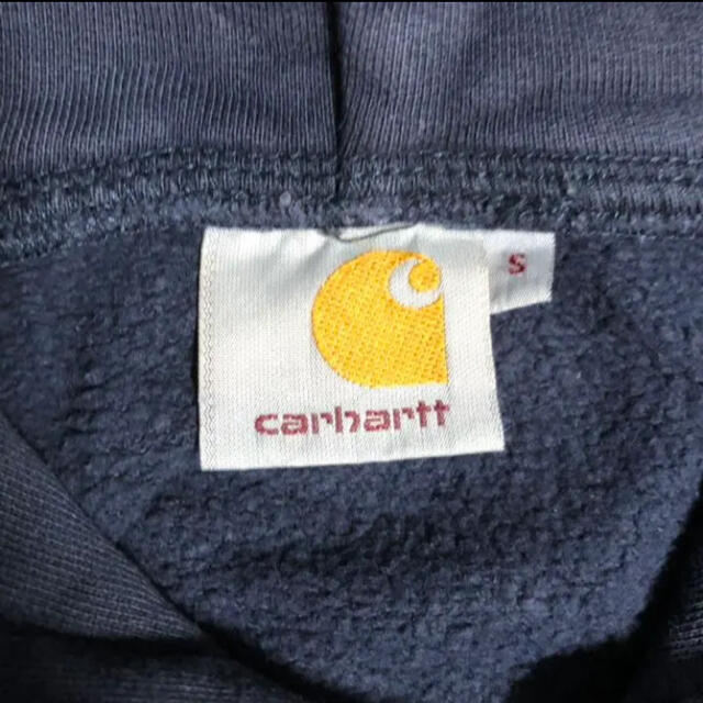 carhartt(カーハート)の【激レア】カーハート☆ビックロゴ刺繍ネイビースエットパーカー90s メンズのトップス(パーカー)の商品写真