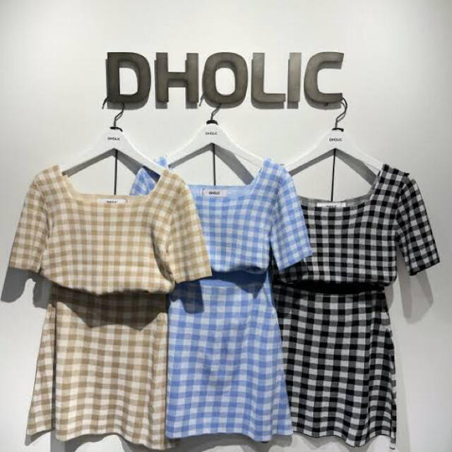 dholic(ディーホリック)のDHOLIC チェックスクエアニット&スカートSET レディースのレディース その他(セット/コーデ)の商品写真