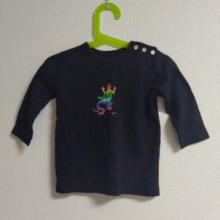 アニエスベー(agnes b.)の☆アニエスベーagnes b.☆長袖カットソー カラフルトカゲプリント 黒 90(Tシャツ/カットソー)