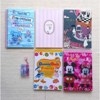 メモ5冊おまとめセット　鉛筆のキャップ　新品と中古　くま　ミッキー　ドナルド(ノート/メモ帳/ふせん)