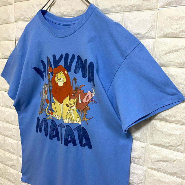 Disney(ディズニー)のレア Disney LION KING 半袖 Tシャツ L くすみカラー 青 メンズのトップス(Tシャツ/カットソー(半袖/袖なし))の商品写真