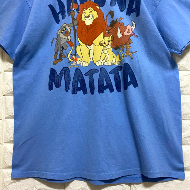 Disney(ディズニー)のレア Disney LION KING 半袖 Tシャツ L くすみカラー 青 メンズのトップス(Tシャツ/カットソー(半袖/袖なし))の商品写真