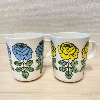 マリメッコ(marimekko)のマリメッコ　ヴィヒキルース　ブルー　イエロー　マグカップ(食器)