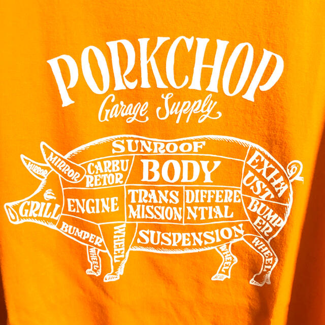 PORKCHOP PORK FRONT S/S TEE XLサイズ オレンジ メンズのトップス(Tシャツ/カットソー(半袖/袖なし))の商品写真