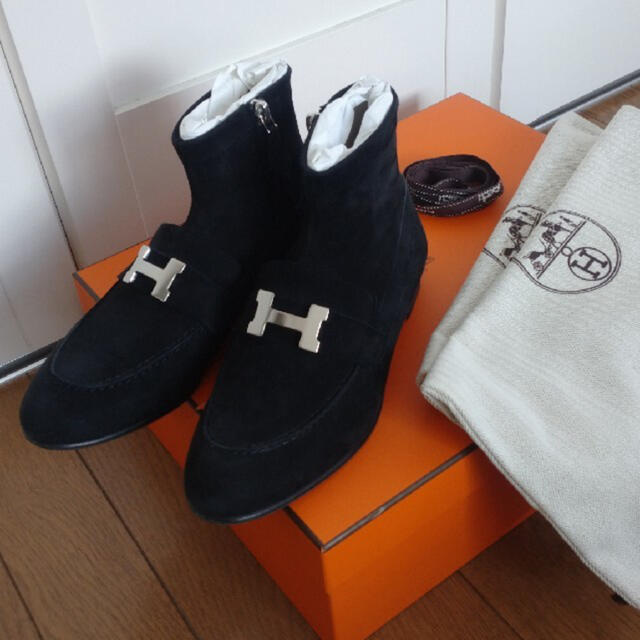 靴/シューズhermes サントノーレ　ショートブーツ　黒