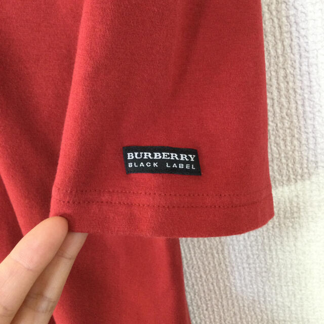 BURBERRY BLACK LABEL(バーバリーブラックレーベル)の【美品】バーバリーブラックレーベル　ポロシャツ　ナイトホース刺繍　赤色 メンズのトップス(ポロシャツ)の商品写真