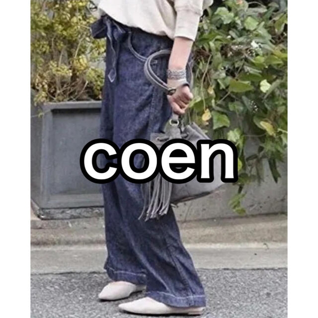 coen(コーエン)のcoenコーエン★リネンワイドパンツネイビー レディースのパンツ(カジュアルパンツ)の商品写真