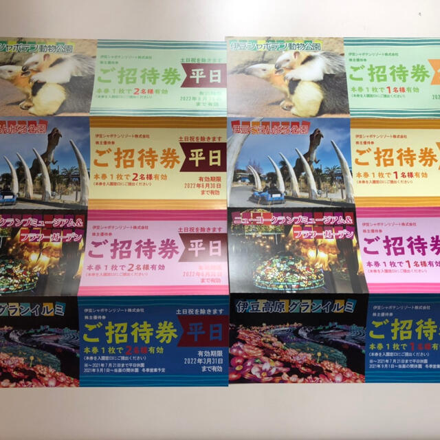 伊豆シャボテン動物公園などの招待券 平日・全日各1部