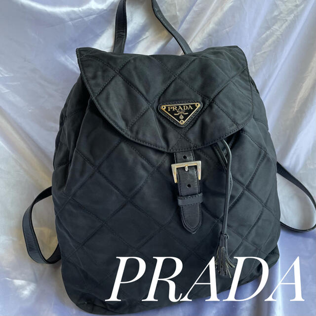 希少《PRADA》プラダ　リュック　キルティング　白タグ　黒　NEROHERMES