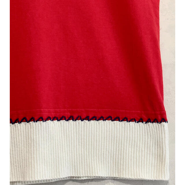 YAECA(ヤエカ)のISLAND KNIT WORKS 半袖 カットソー Tシャツ 切替 red レディースのトップス(Tシャツ(半袖/袖なし))の商品写真