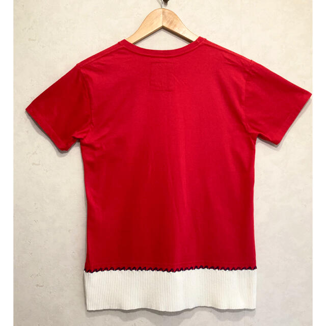 YAECA(ヤエカ)のISLAND KNIT WORKS 半袖 カットソー Tシャツ 切替 red レディースのトップス(Tシャツ(半袖/袖なし))の商品写真