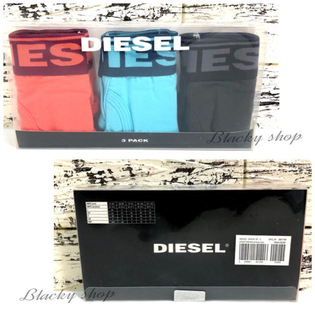 DIESEL(ディーゼル)の【未使用】DIESEL ディーゼル ショーツ M 3枚セット ピンク 水色 黒 レディースの下着/アンダーウェア(ショーツ)の商品写真