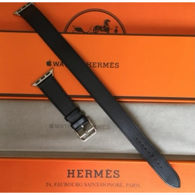 Hermes(エルメス)のアップルウォッチ　エルメス純正革バンド　ドゥブルトゥール　ブルーインディゴ スマホ/家電/カメラのスマホアクセサリー(その他)の商品写真