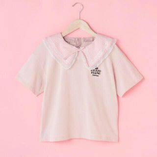 メゾピアノジュニア(mezzo piano junior)のメゾピアノ新品新作タグ付きギンガムビッグカラー半袖Tシャツ160(Tシャツ/カットソー)