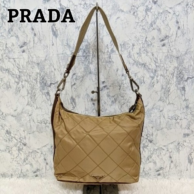 最新のデザイン PRADA - PRADA プラダ ハンドバッグ ベージュ ハンドバッグ